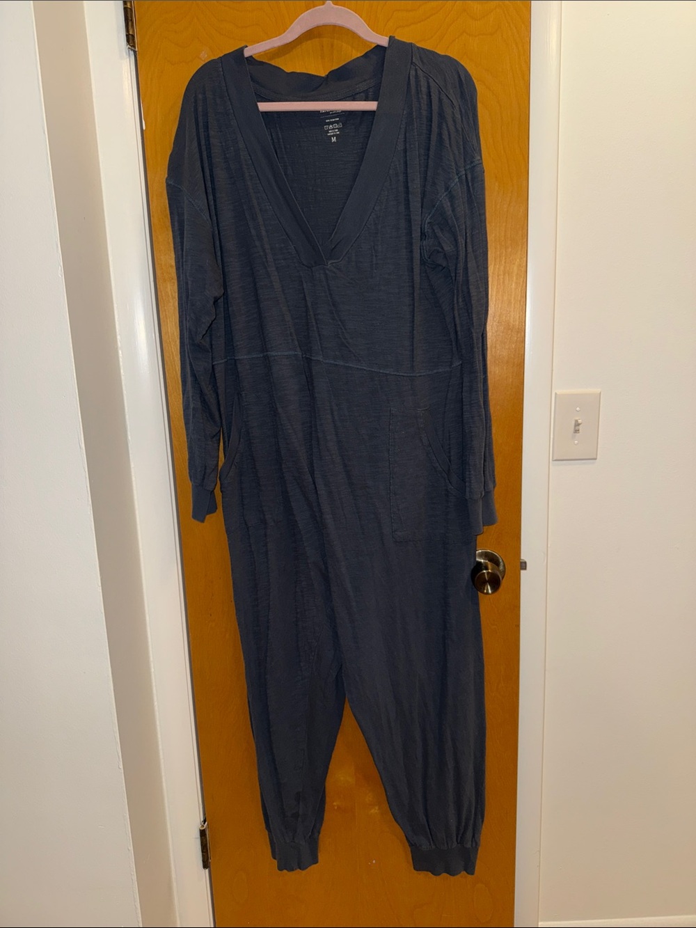 NATURAL LIFE Navy/Charcoal Gray Long Sleeve Jumpsuit